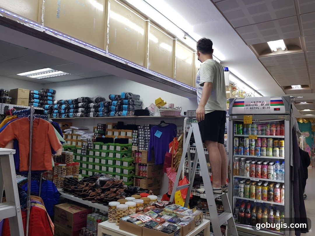 Man on Ladder in Store