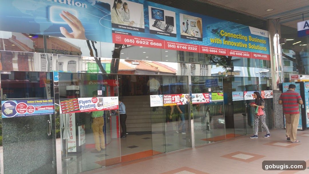 Business storefront with advertisements