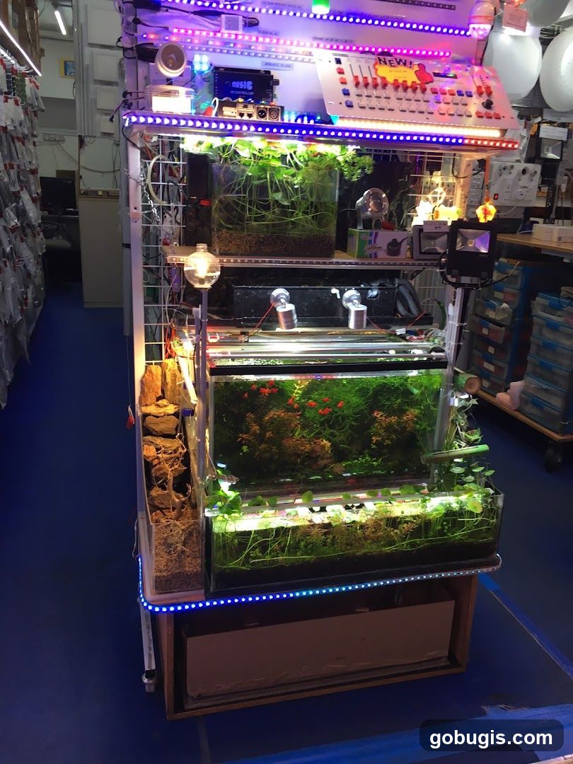 Aquarium Display with LED Lighting