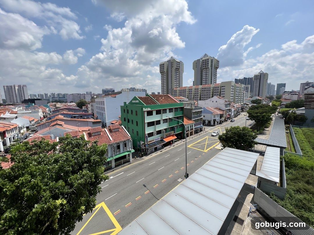 Urban Street Scene with Buildings and Sky