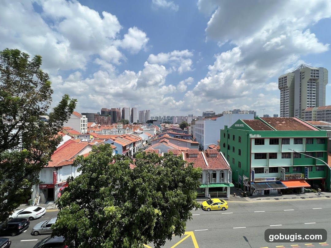 Cityscape with Traditional Buildings and Modern High-Rises