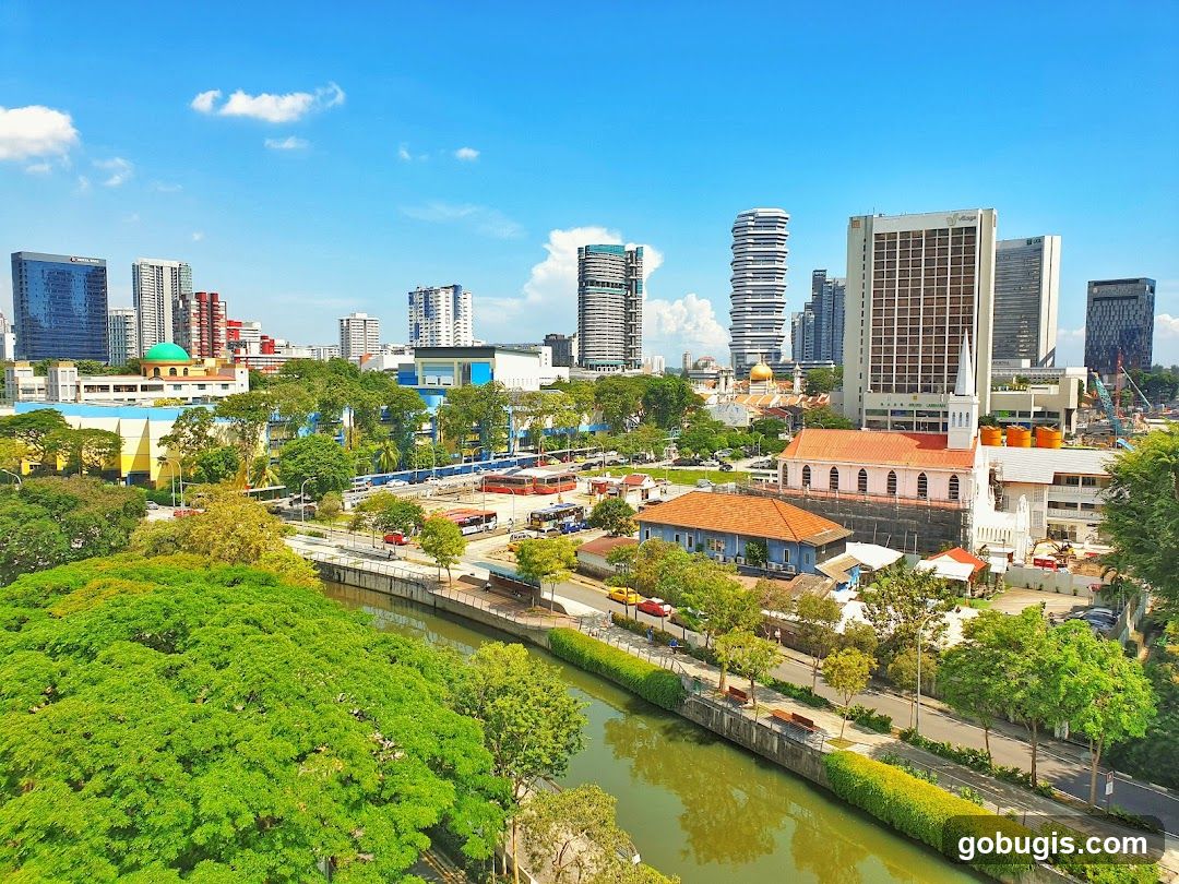 Cityscape with River and Buildings