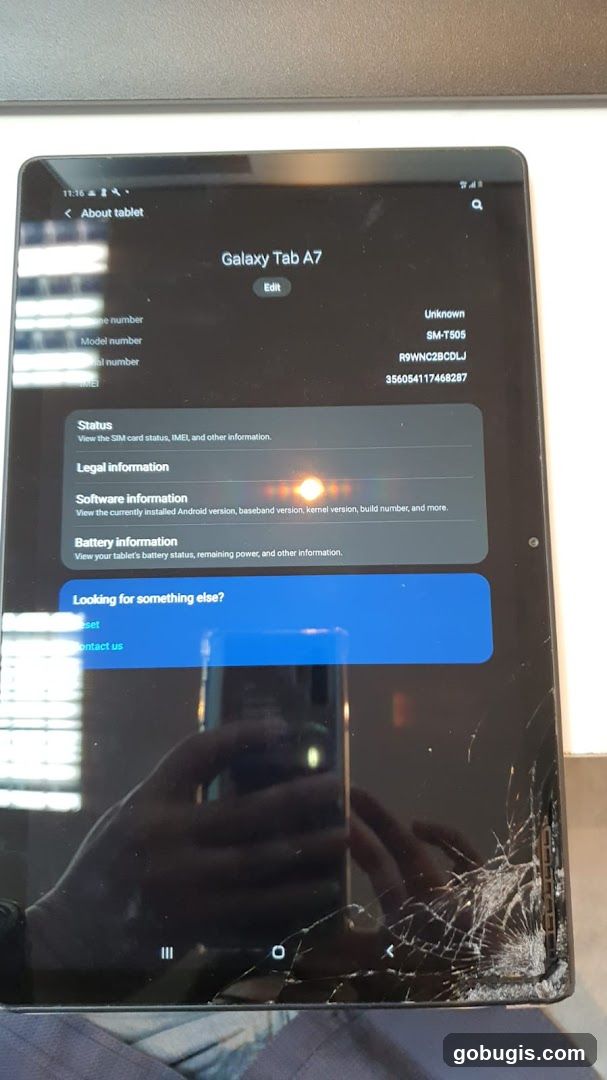 Galaxy Tab A7 About Tablet Screen