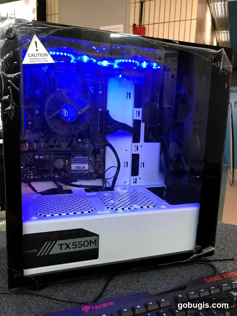 Computer Tower with Blue LED Lighting
