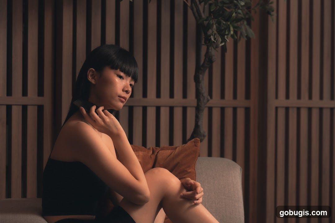 Woman sitting on a couch
