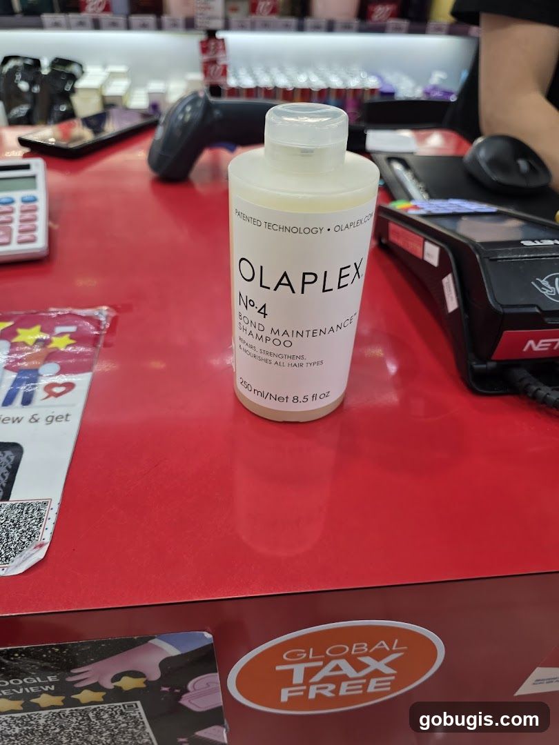 Olaplex Shampoo Bottle on Counter