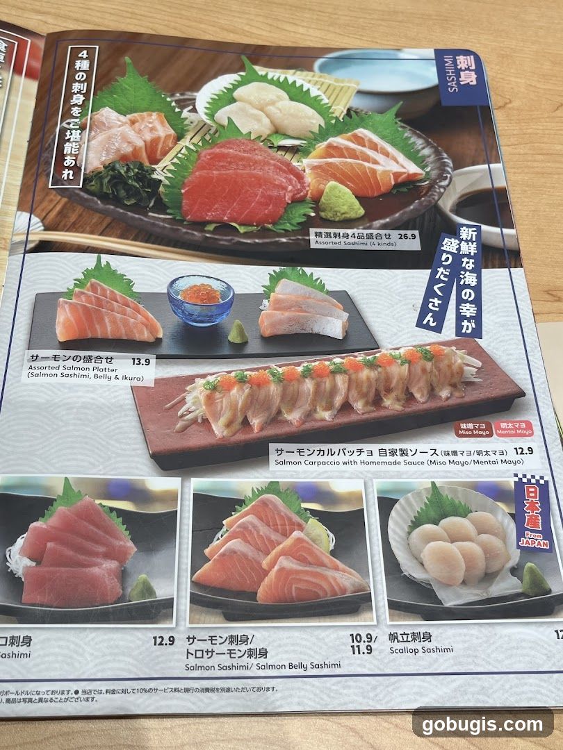 Sashimi Menu