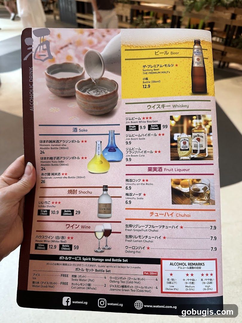 Alcoholic Drinks Menu