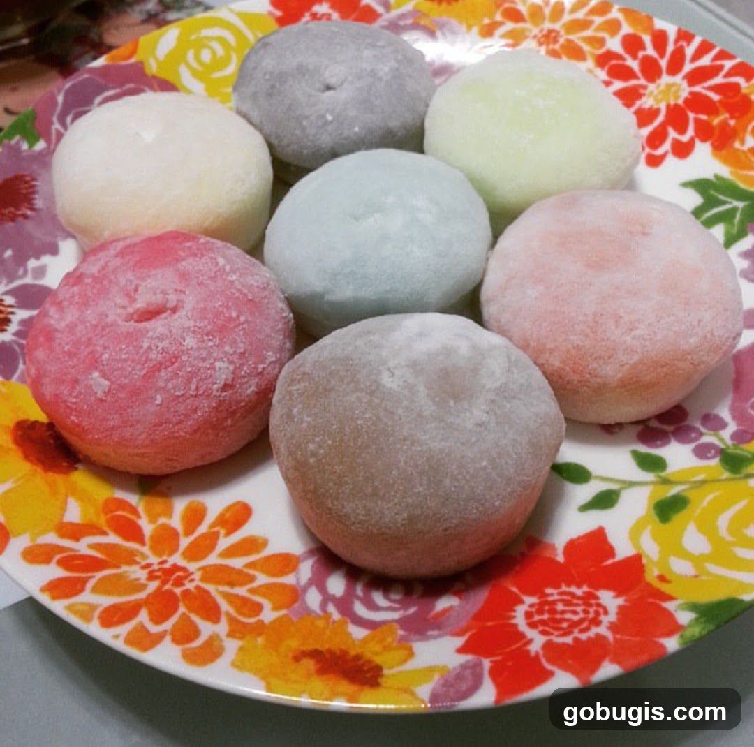 Assorted Mochi on a Floral Plate