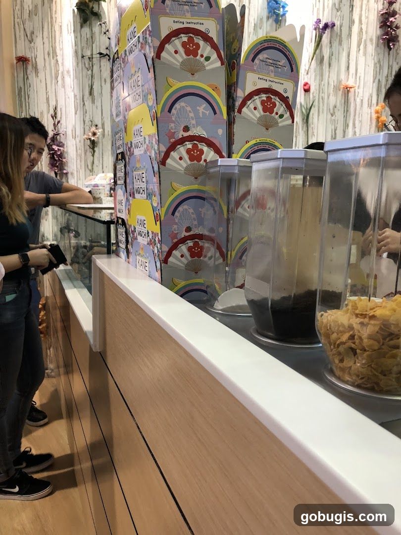 Dessert counter with mochi packaging