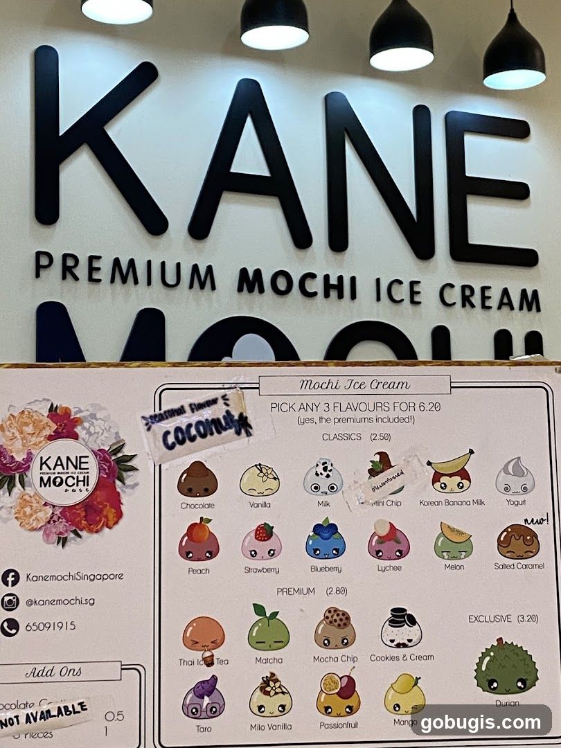 Kane Mochi Ice Cream Menu