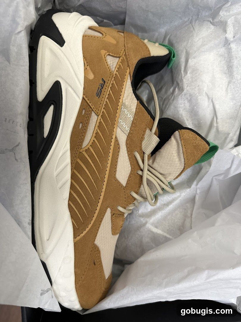 Brown and White Puma RS-X Sneakers