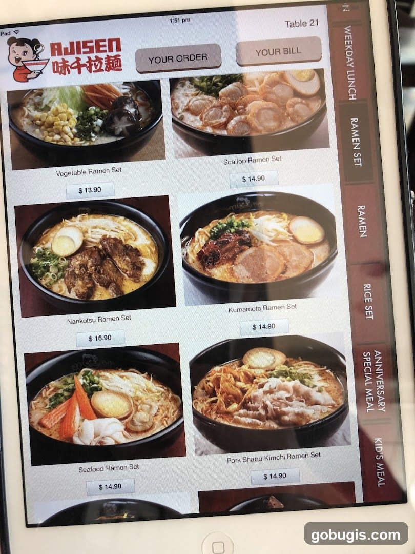 Ajisen Ramen Menu
