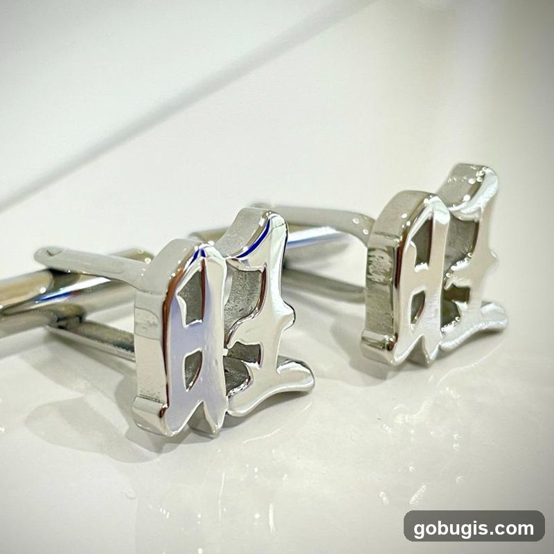 Cufflinks with Gothic Lettering