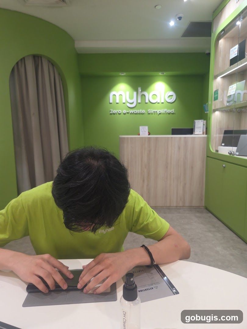 Person working at a counter
