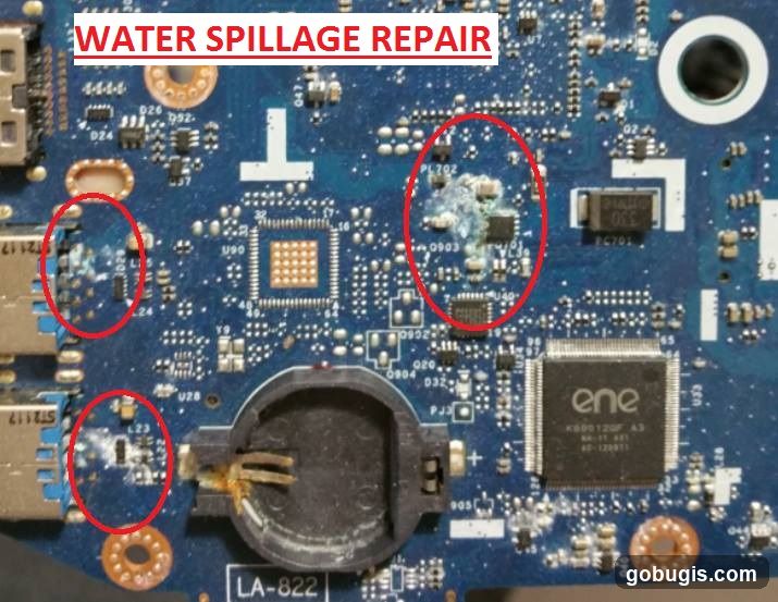 Water Spillage Repair on Circuit Board