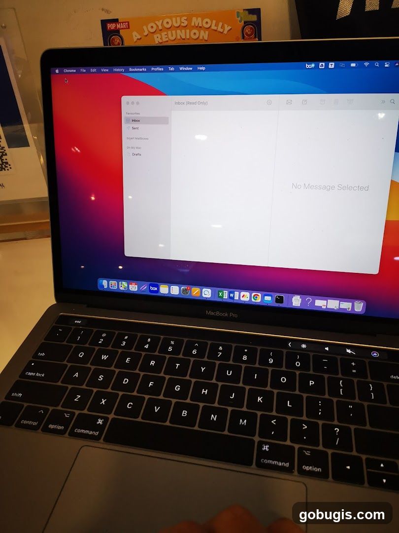 Laptop with Email Application Open