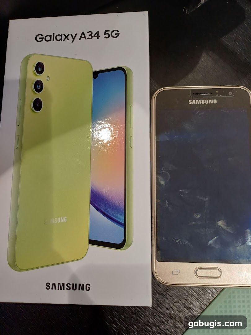 Samsung Galaxy A34 5G Box and Phone
