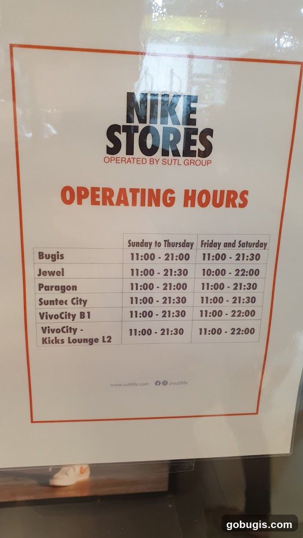 Nike Stores Operating Hours