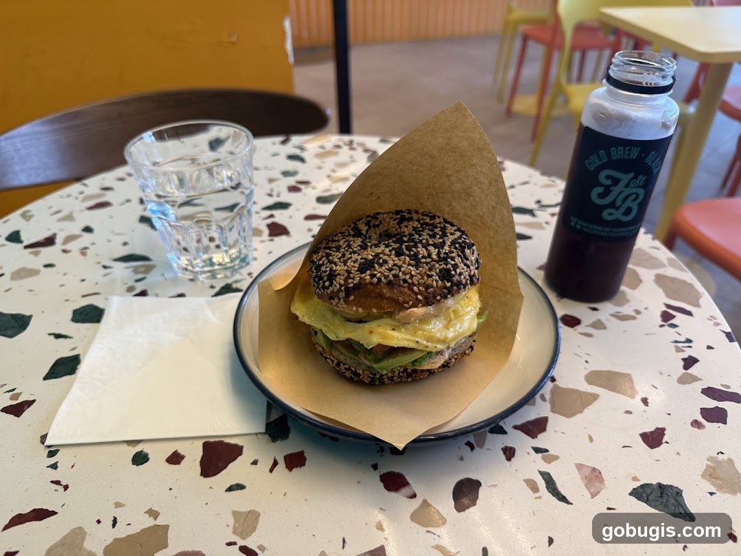 Bagel Sandwich and Cold Brew