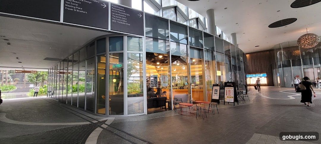 Cafe interior with outdoor seating