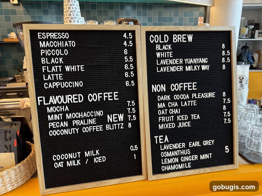 Coffee and Tea Menu