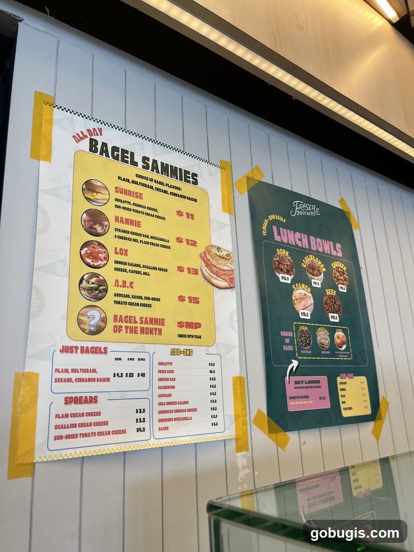 Bagel Sammies and Lunch Bowls Menu