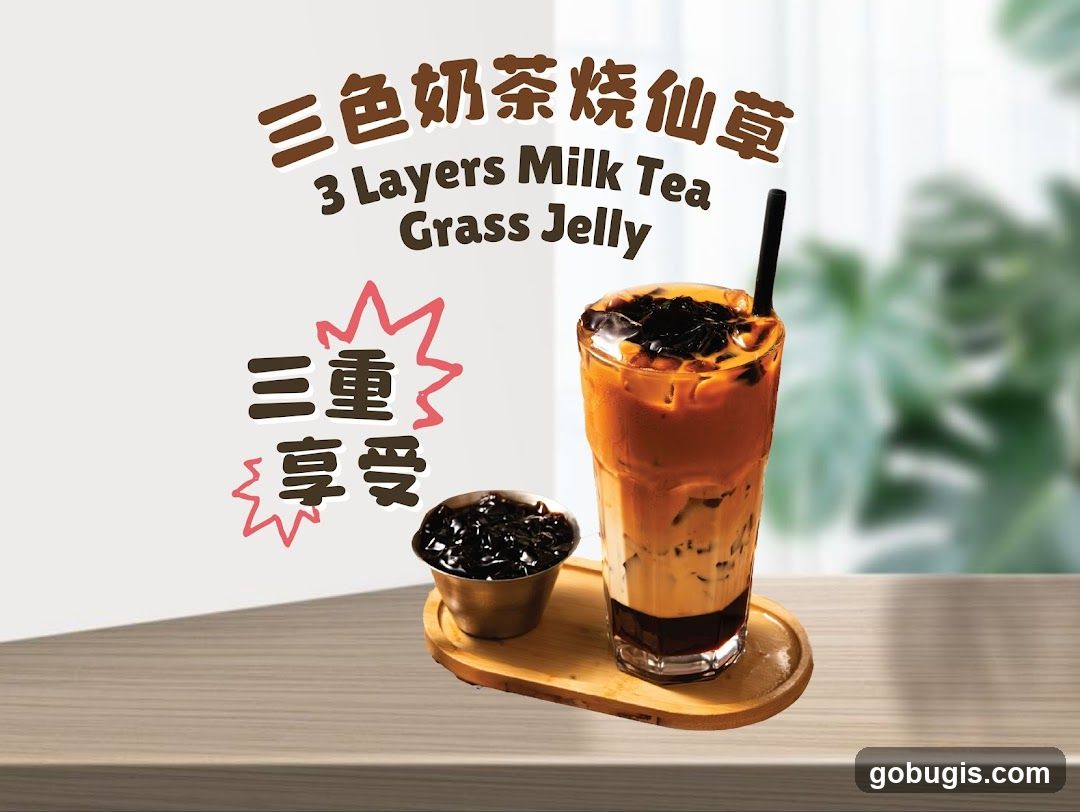 3 Layers Milk Tea Grass Jelly