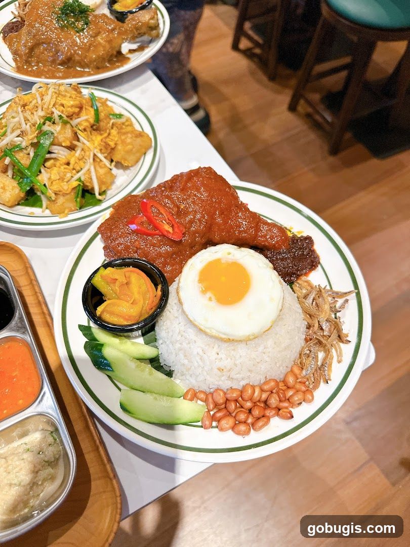 Nasi Lemak with Chicken and Sides