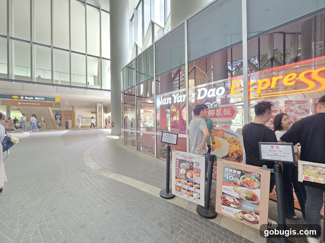 Restaurant storefront with menu displays