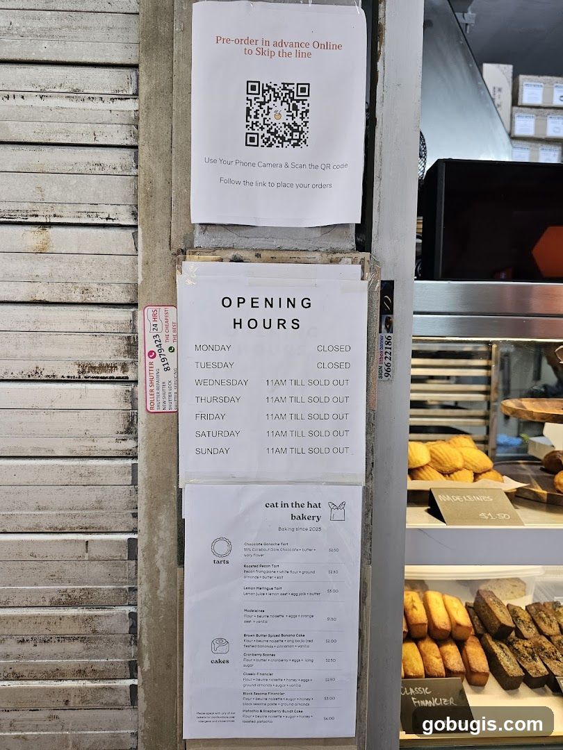 Bakery Menu and Hours
