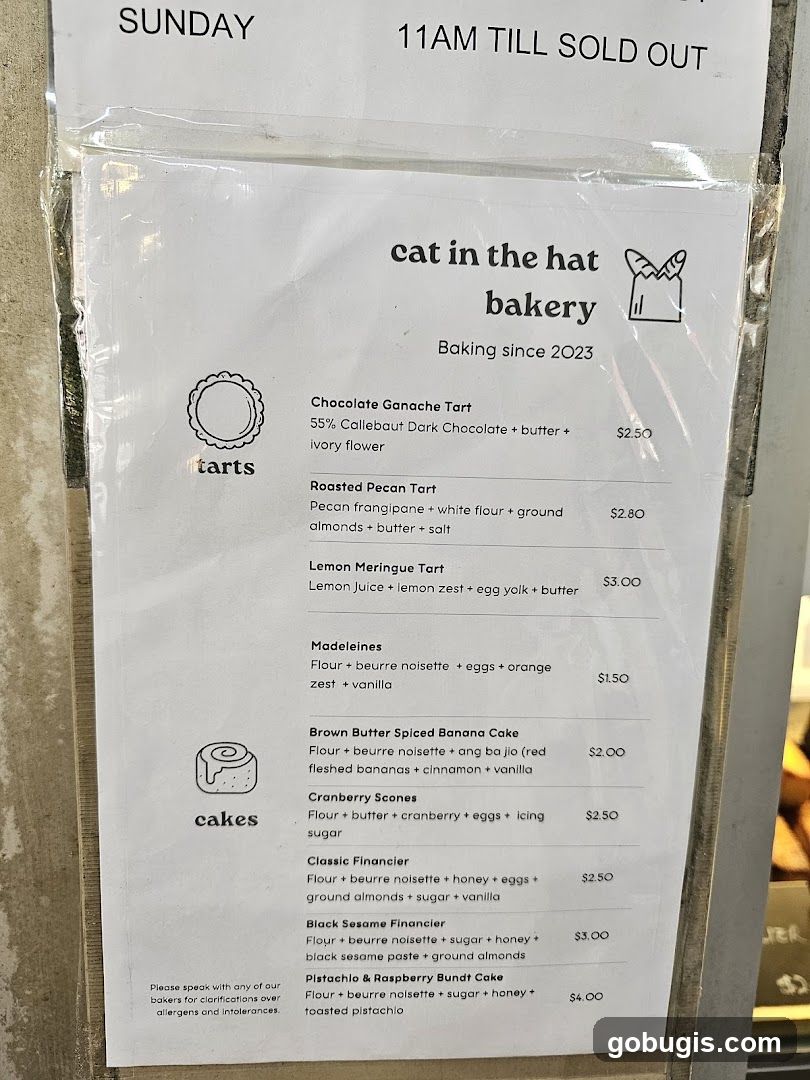 Cat in the Hat Bakery Menu