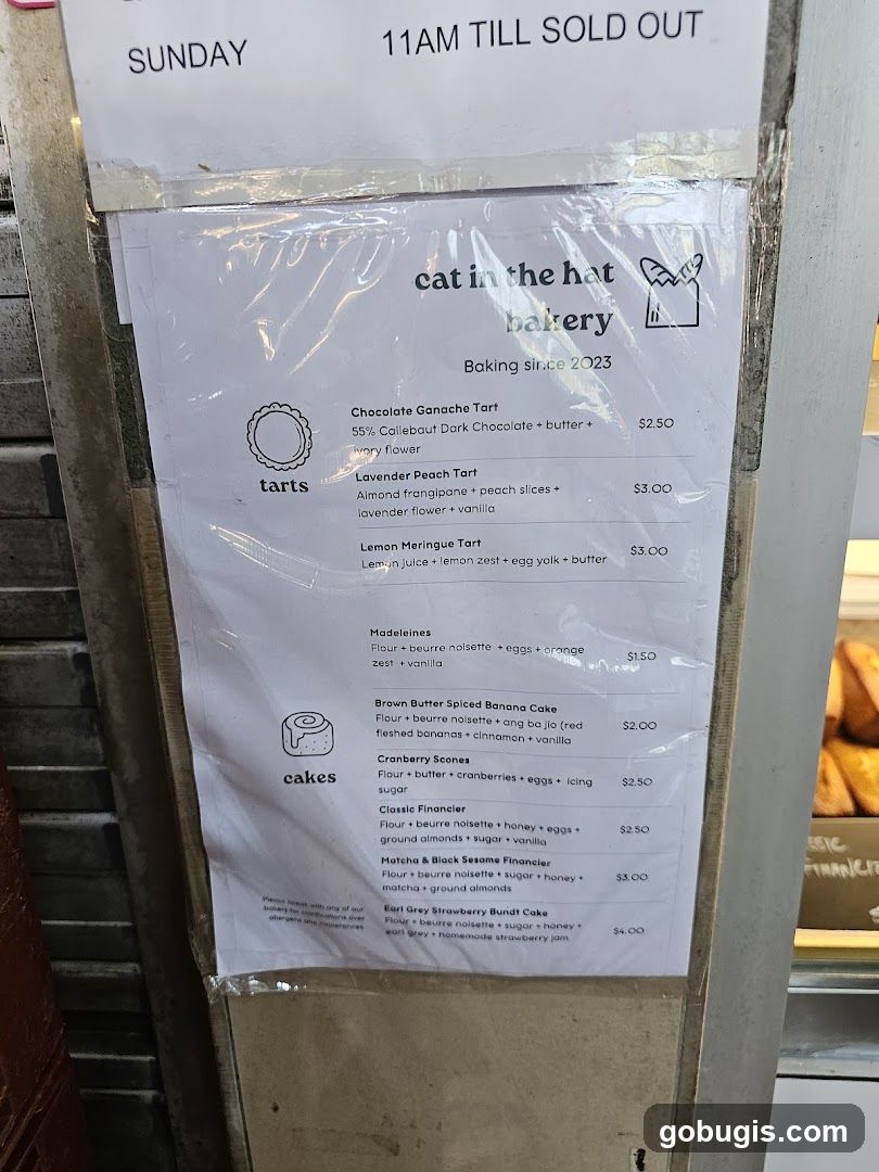 Cat in the Hat Bakery Menu