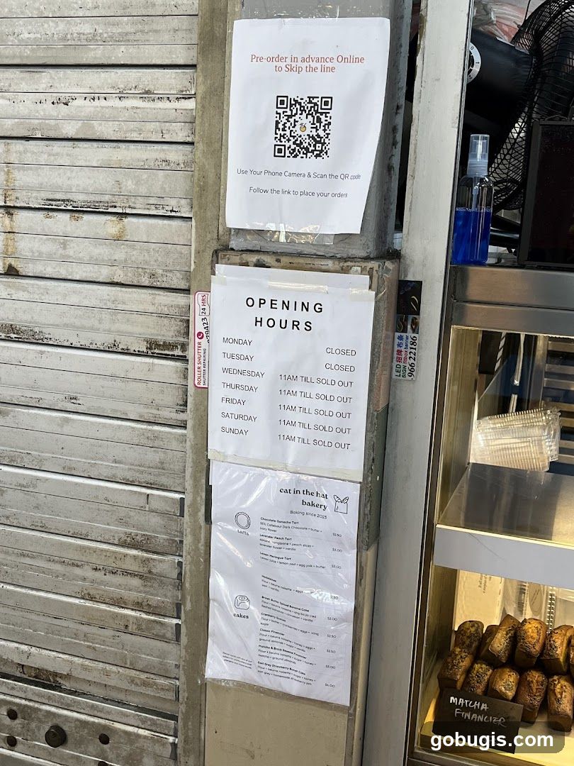 Bakery Menu and Opening Hours