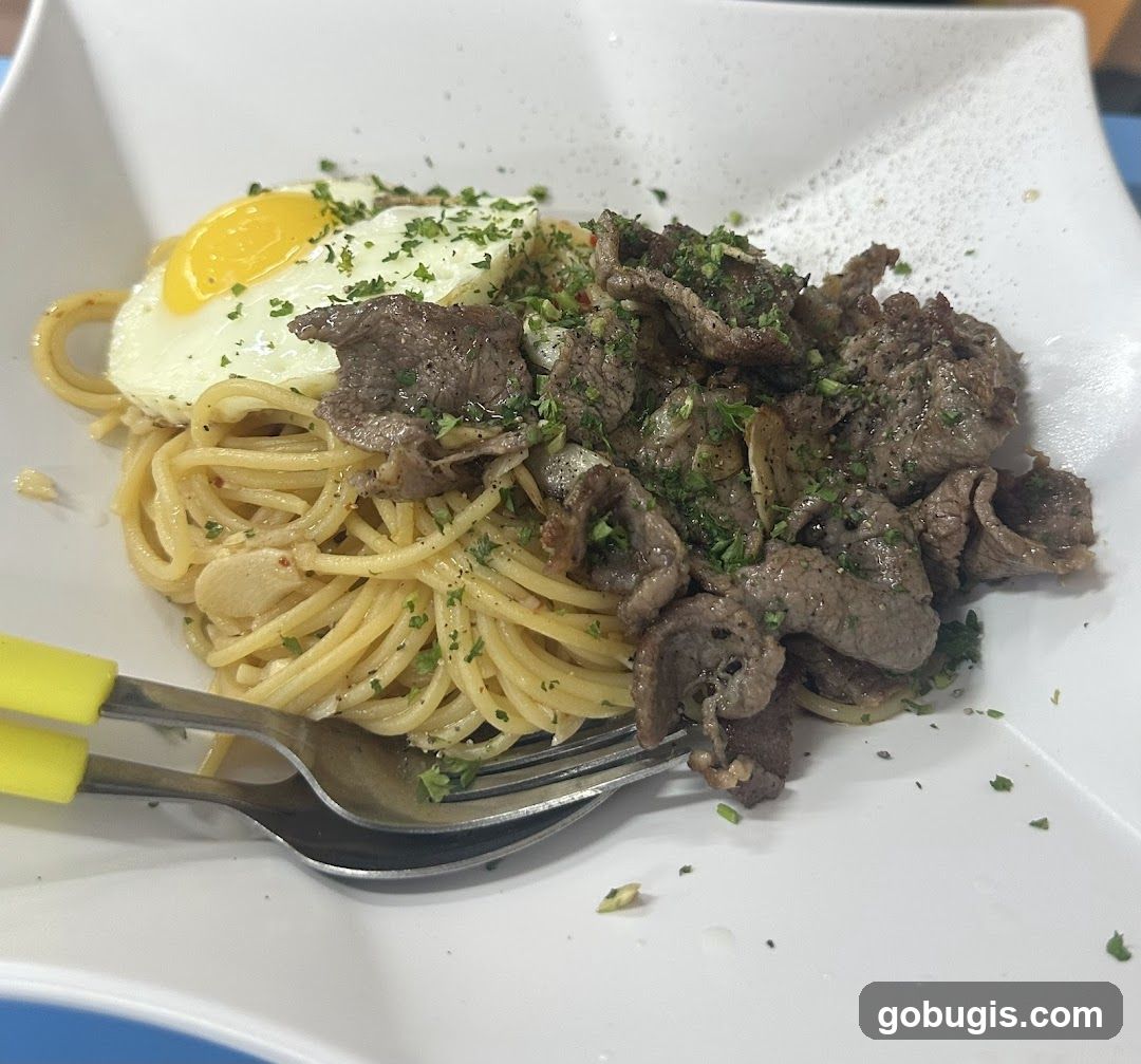 Spaghetti with Beef and Egg