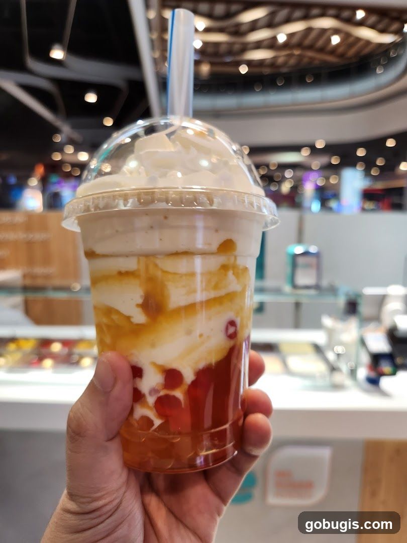 Dessert Drink with Whipped Cream and Boba