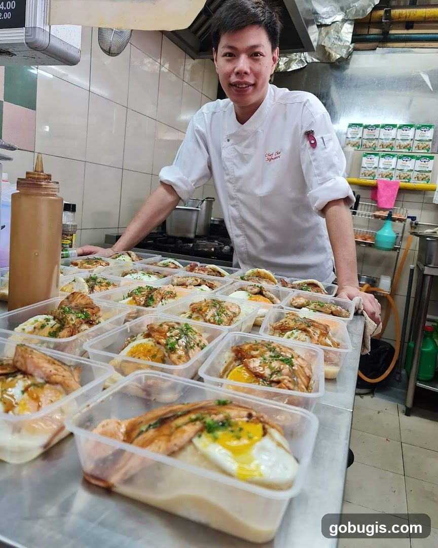 Chef with prepared meals