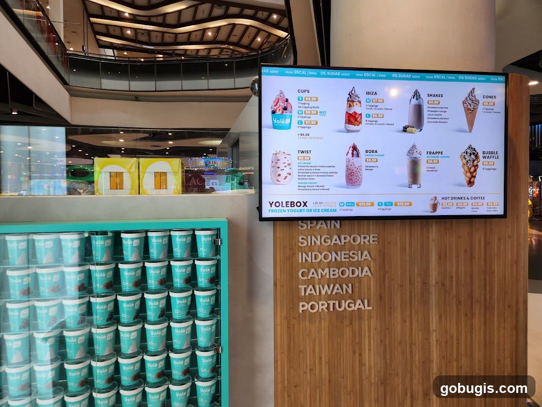 Yolebox Frozen Yogurt and Ice Cream Menu
