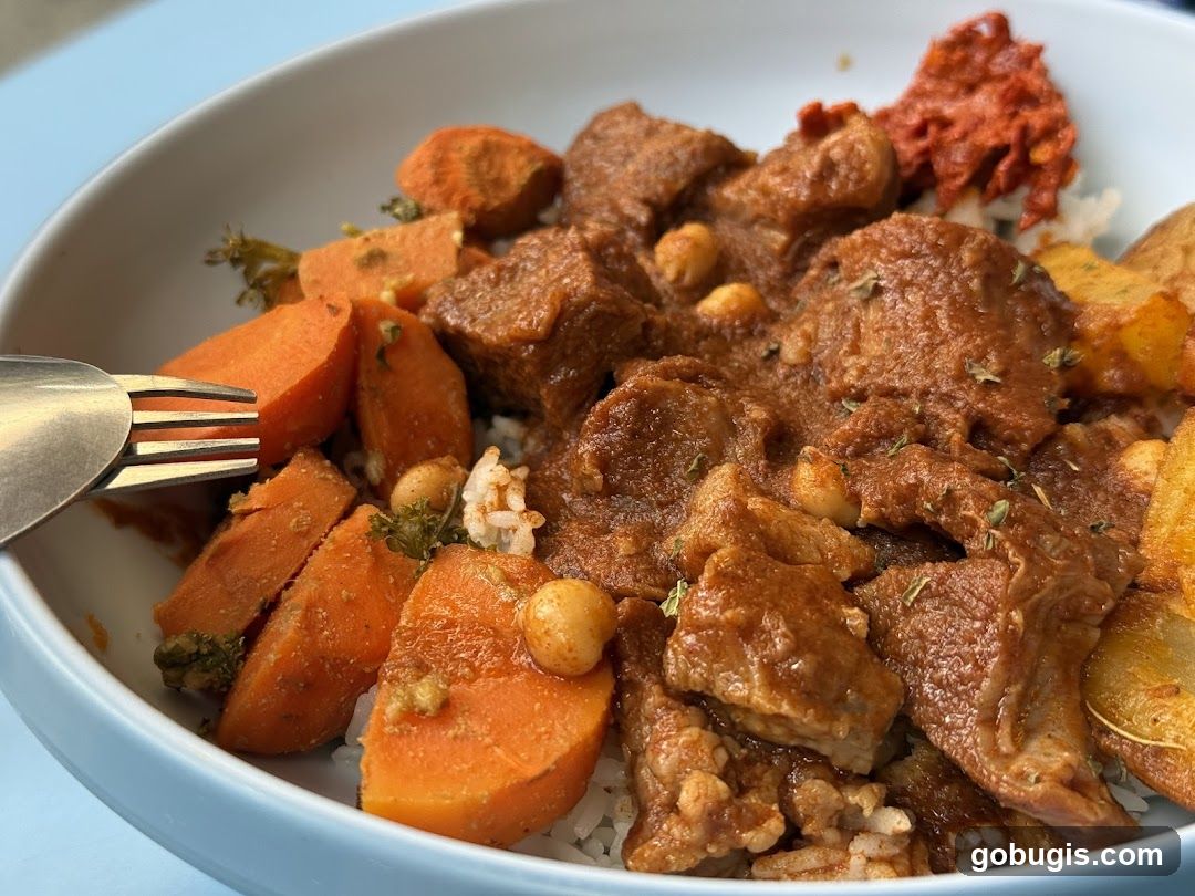 Bowl of Stew with Carrots and Rice