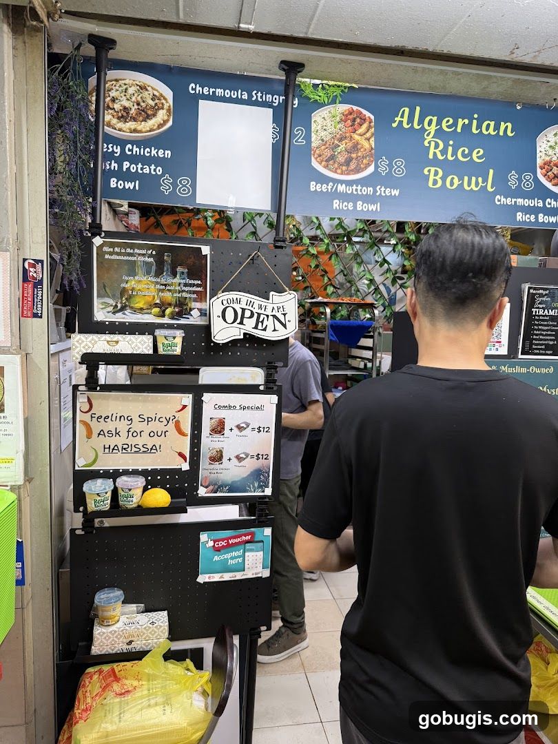 Food stall with menu and specials