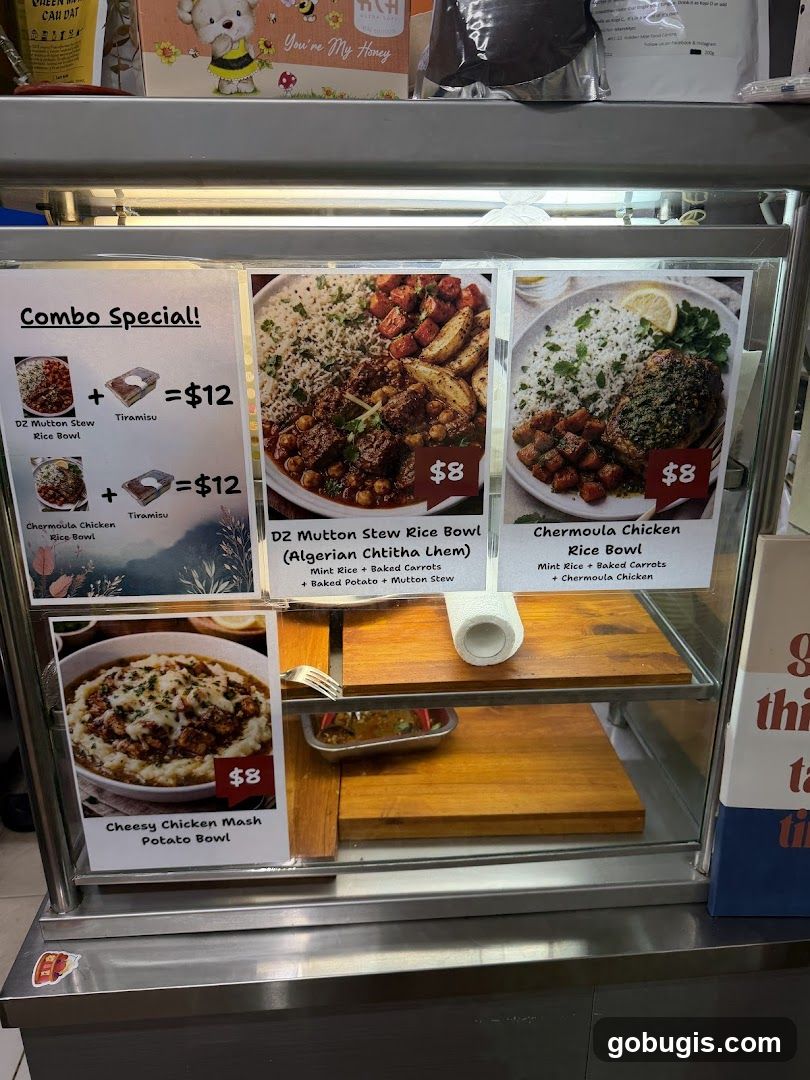 Food display with menu items