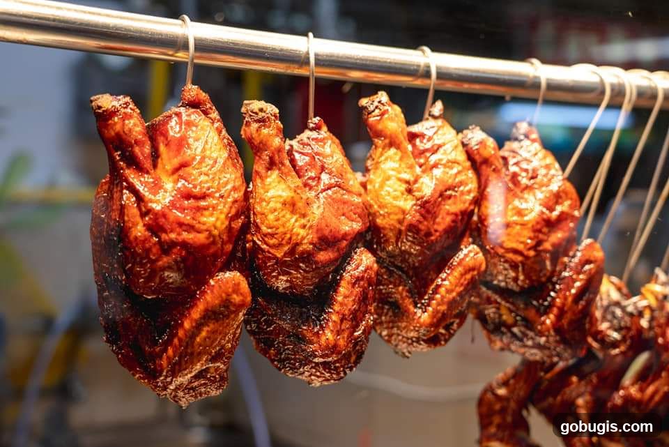 Roast Chickens Hanging