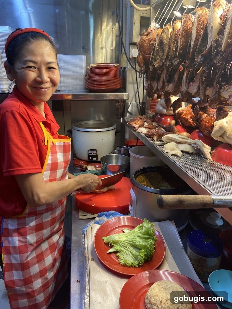 Woman preparing food at a food stall