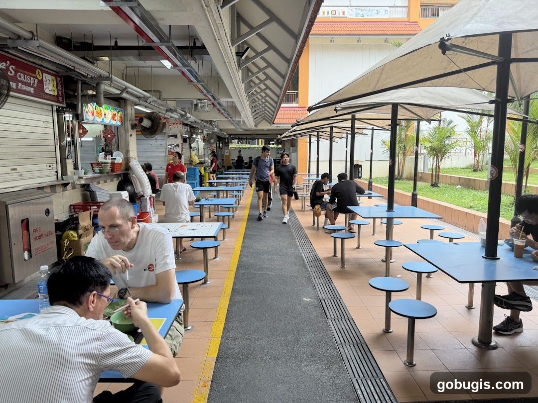 Outdoor Food Court with Diners