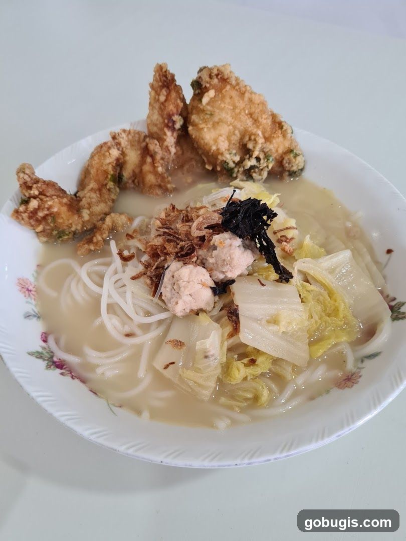 Noodle Soup with Fried Chicken Wings
