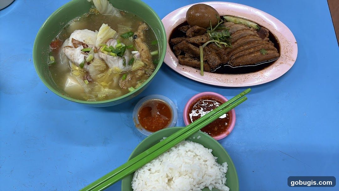 Asian Meal with Rice and Soup