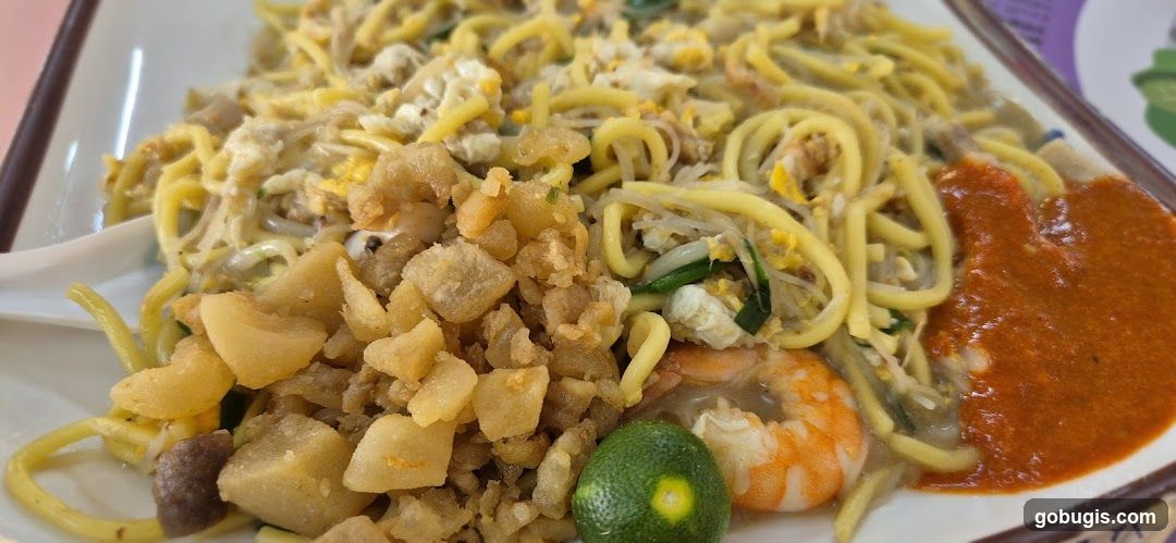 Noodles with Shrimp and Crispy Bits