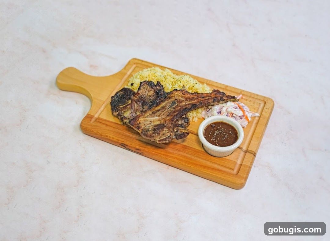 Grilled Lamb Chops with Rice and Coleslaw