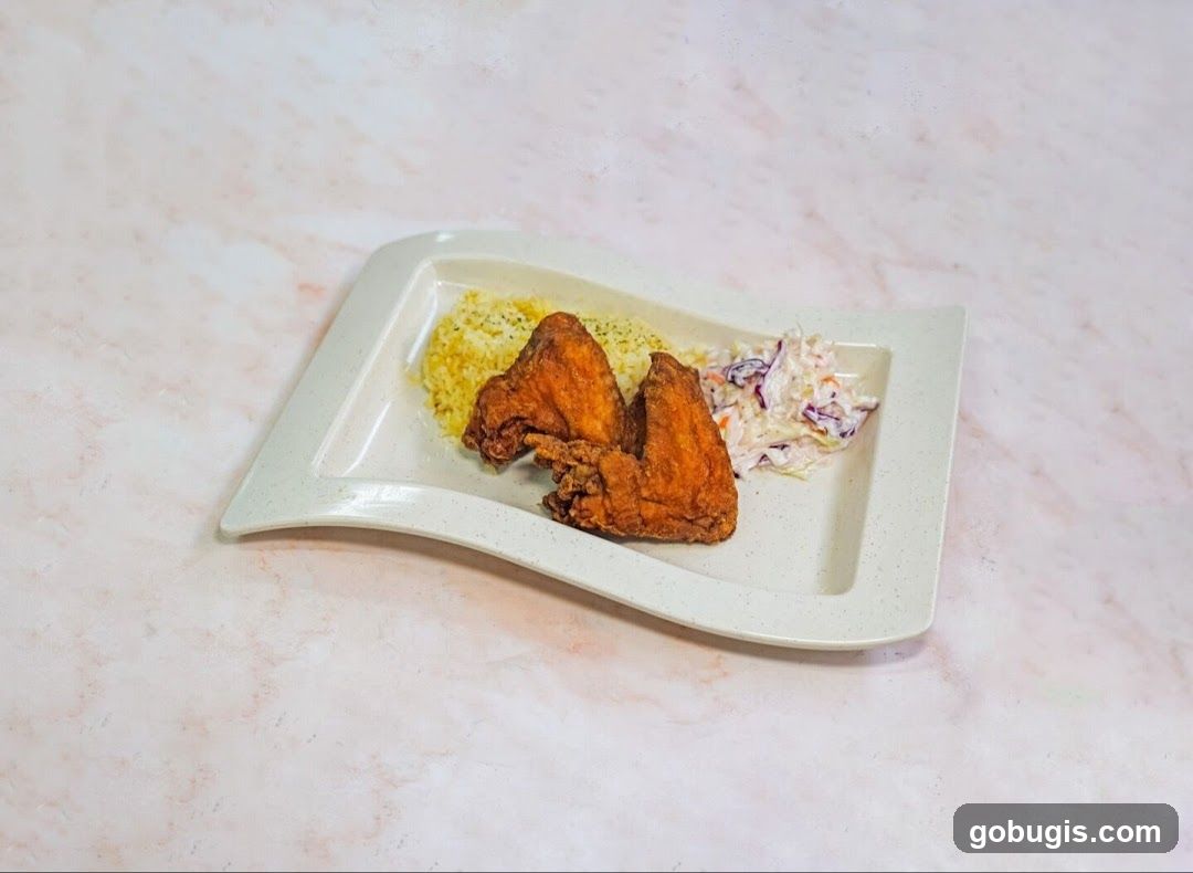 Fried Chicken Wings with Rice and Coleslaw