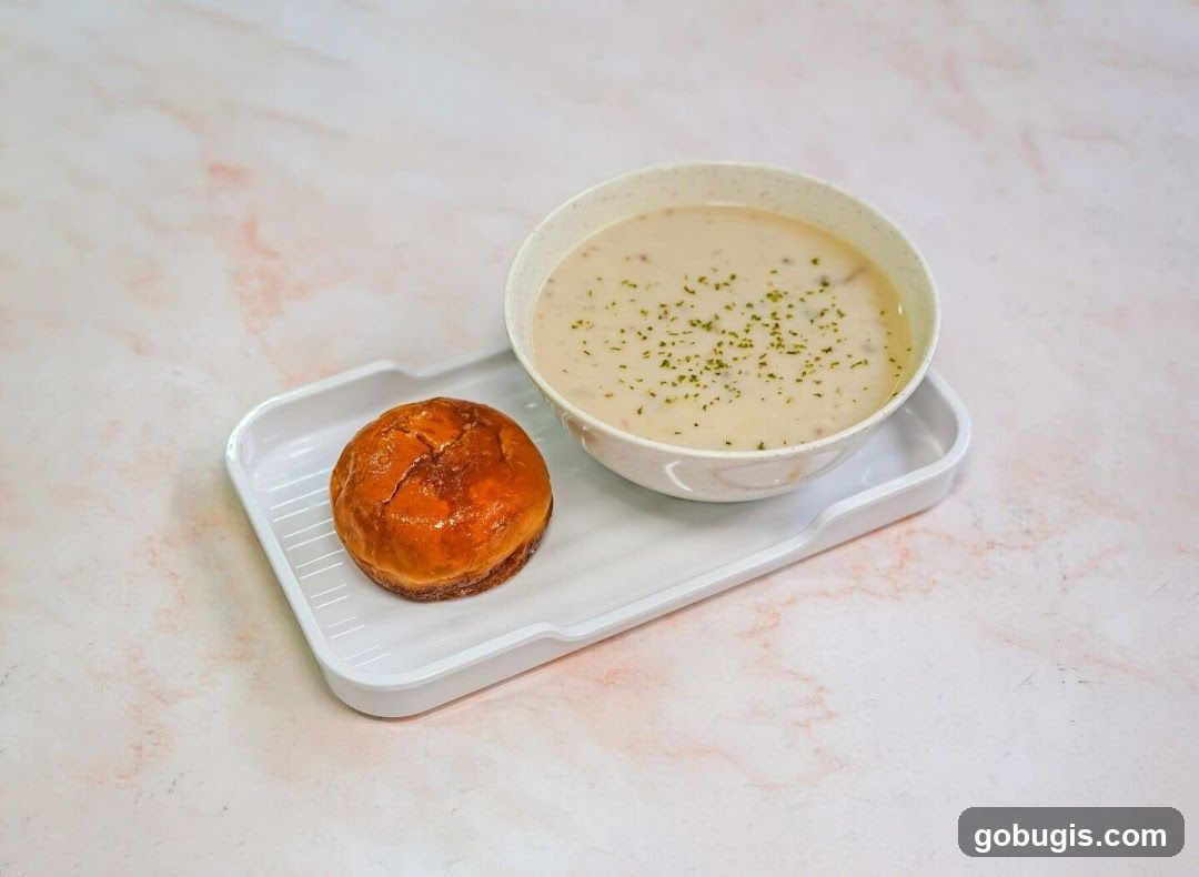 Creamy Mushroom Soup with a Bun